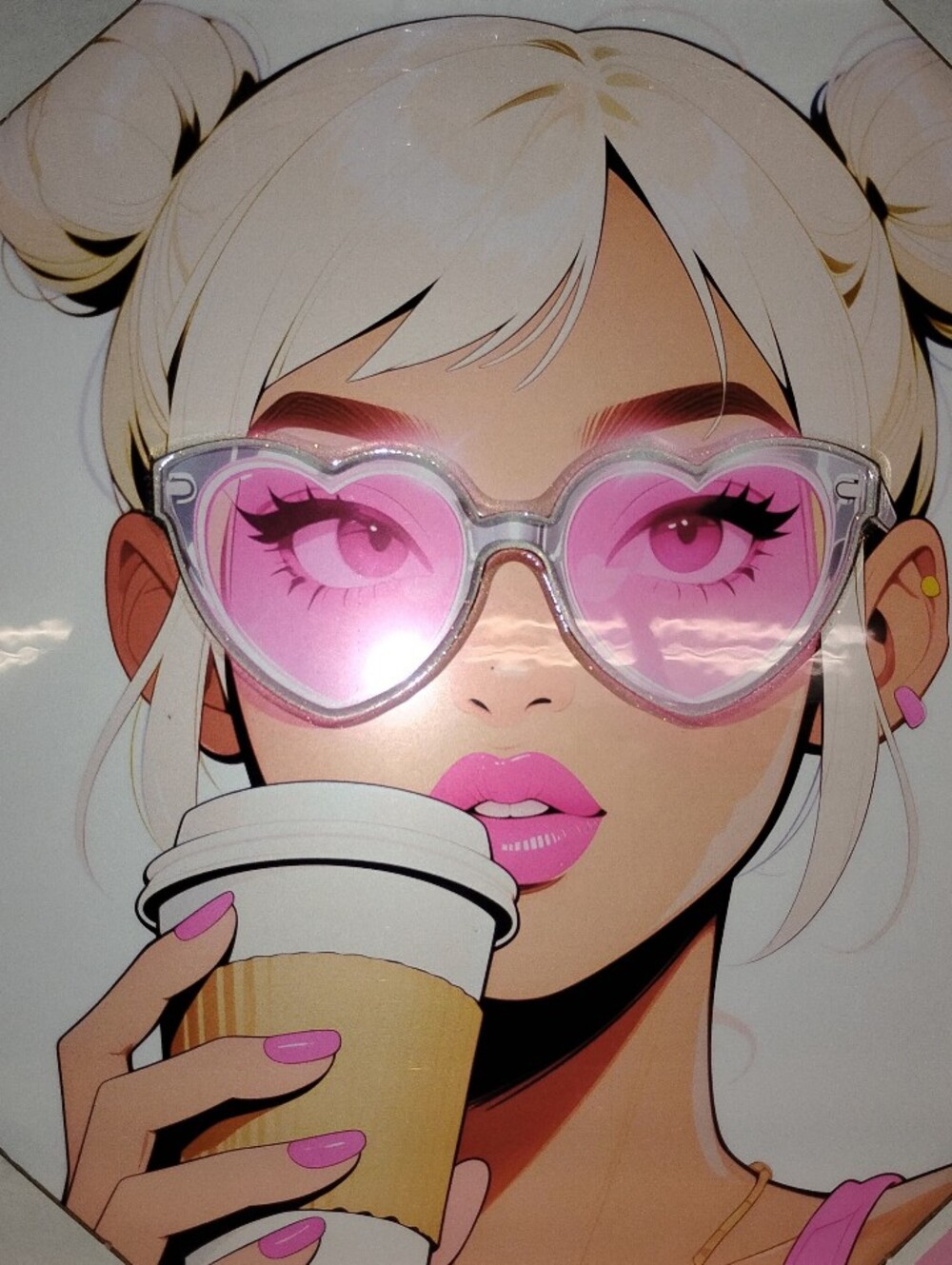 Pink Heart Sunglasses Wall Art Canvas